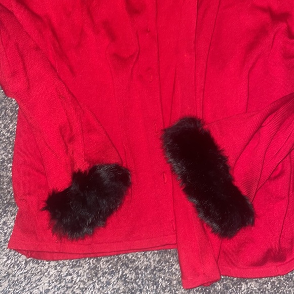 Due Per Due Vintage Silk Fur Lined Button Front Cardigan - Picture 2 of 4